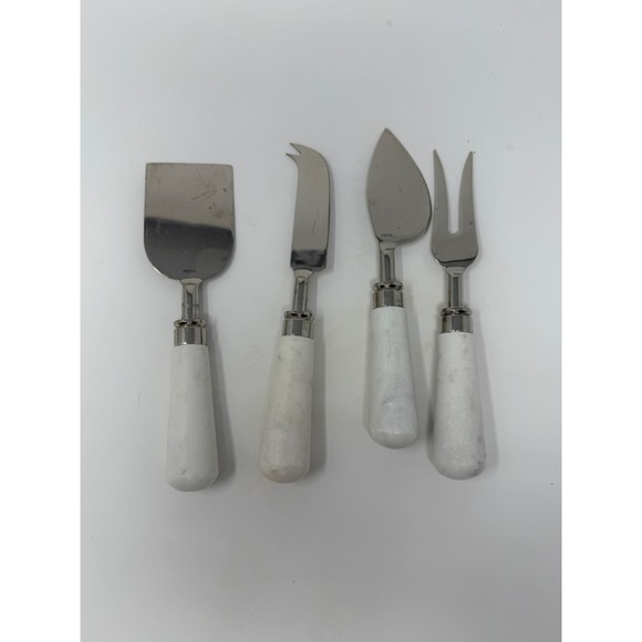 Cheese Knives Set Marble Handle Stainless Steel Spreaders‎ Servers 4 Piece - Picture 1 of 3